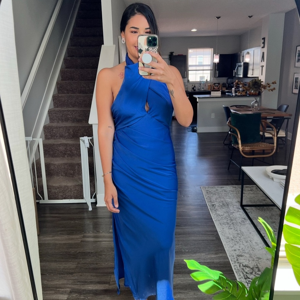 Chic Royal Blue Halter Maxi Dress